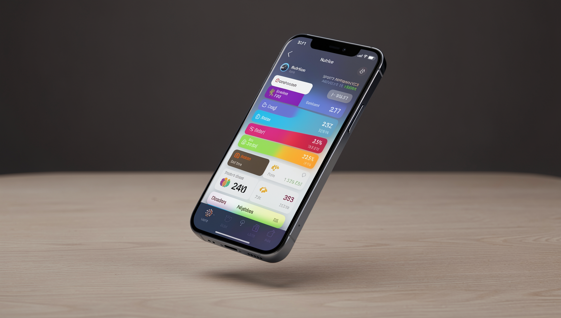 App de InvictusIQ mostrando panel de datos de nutrición deportiva